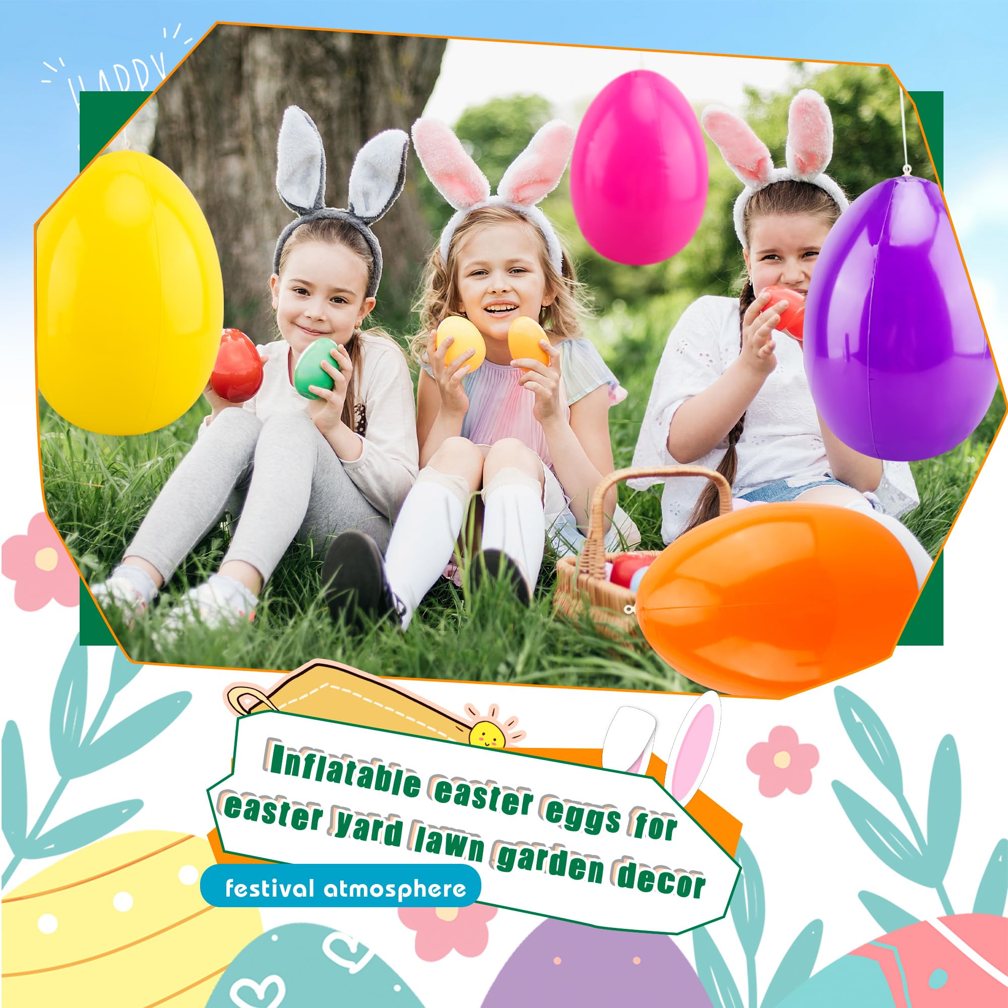 Sonarun purple inflatable Easter eggs enhance garden displays for Easter events