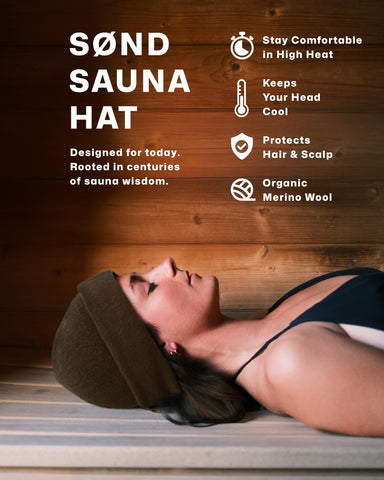 SØND sauna hat side profile with flexible fit thanks to silk blend.