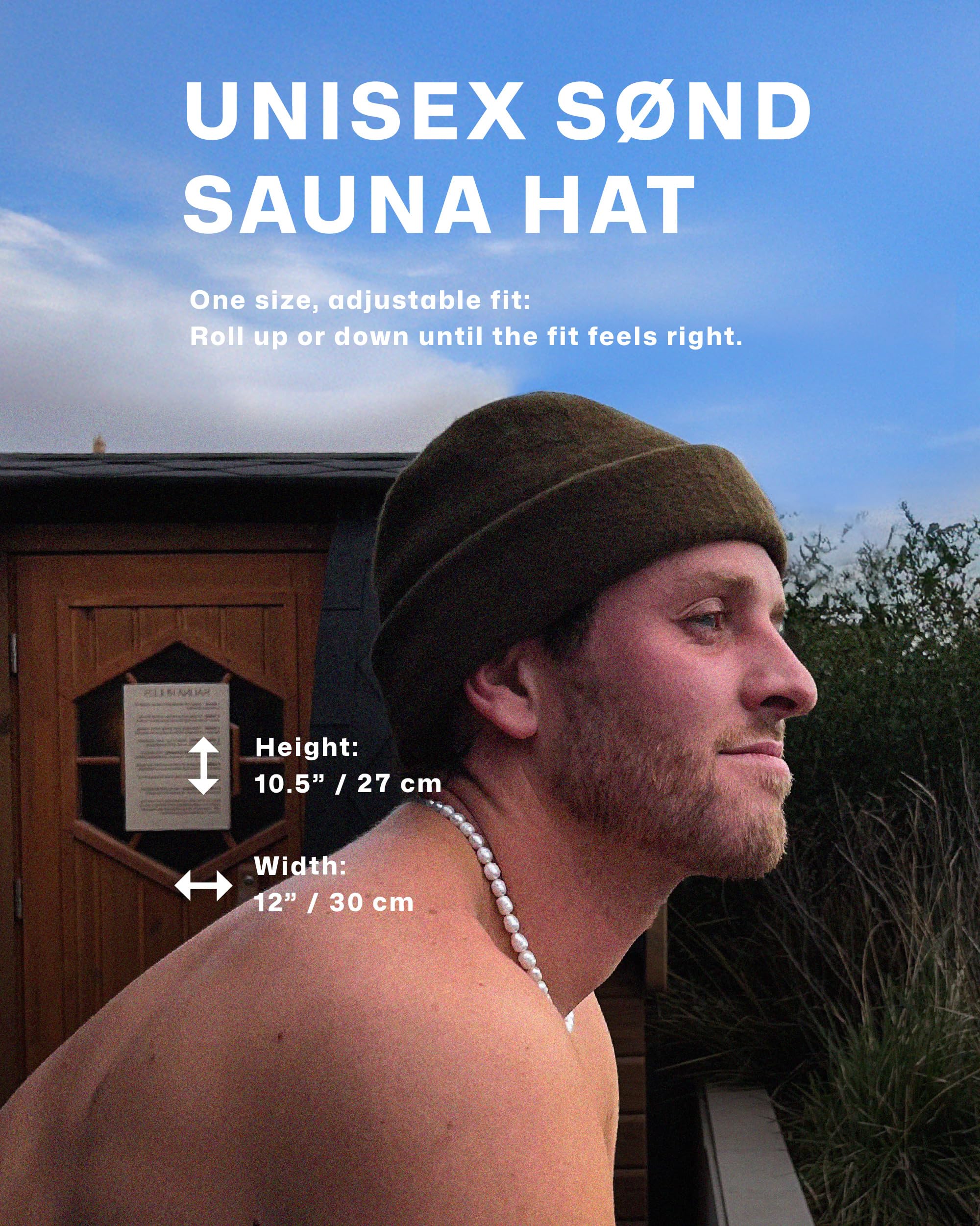 SØND sauna hat with travel pouch for easy storage.