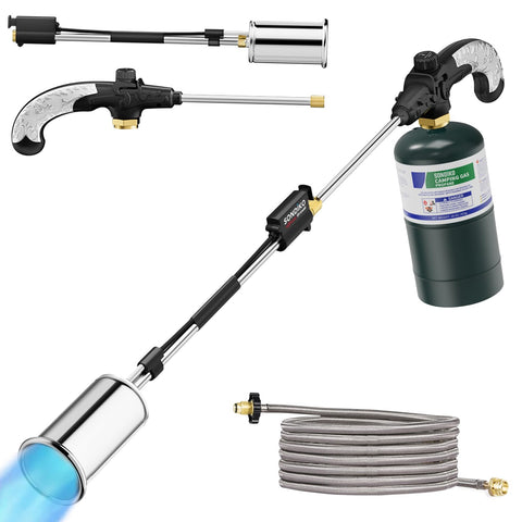 Sondiko weed burner with 30-inch arm for precise weed removal along edges.