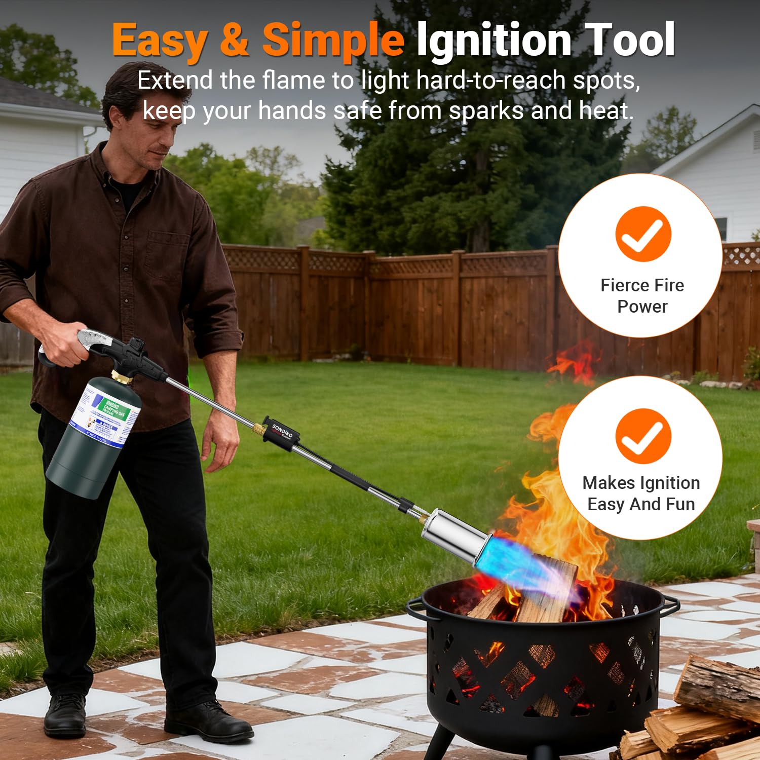 Sondiko propane torch used for wood burning prep and outdoor projects.