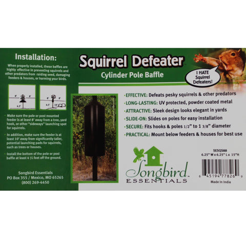 Songbird Essentials Squirrel Defeater baffle on a pole, slide-on design.