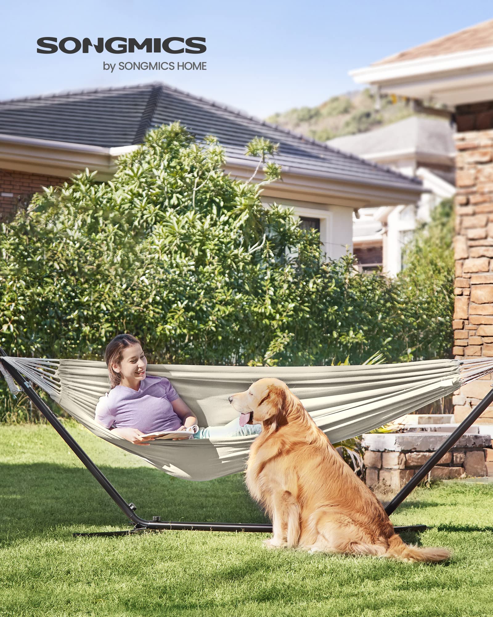 Songmics double hammock packed in carry bag for easy transport