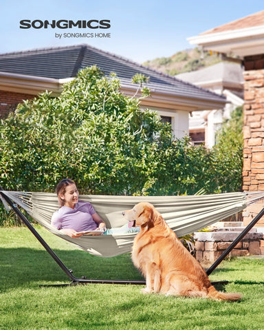 Songmics double hammock packed in carry bag for easy transport