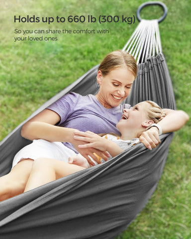 Hammock packed in carry bag, ready for camping trips.