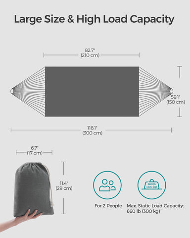 Holds up to 660 lb for shared comfort.