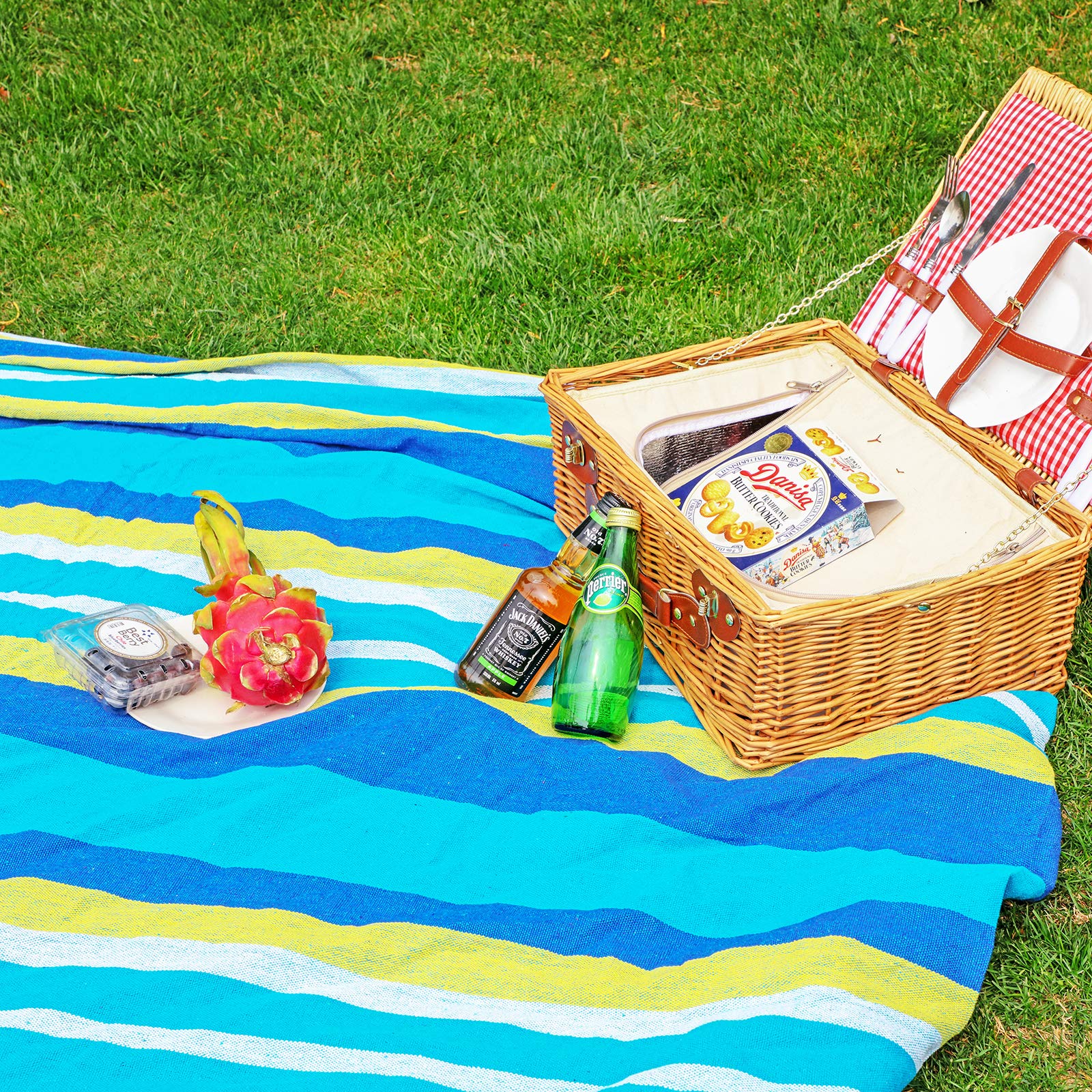 SONGMICS blue-yellow stripes hammock fabric with stylish look