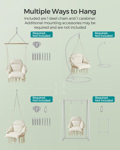 SONGMICS durable metal frame supports stable lounging in swing mode.