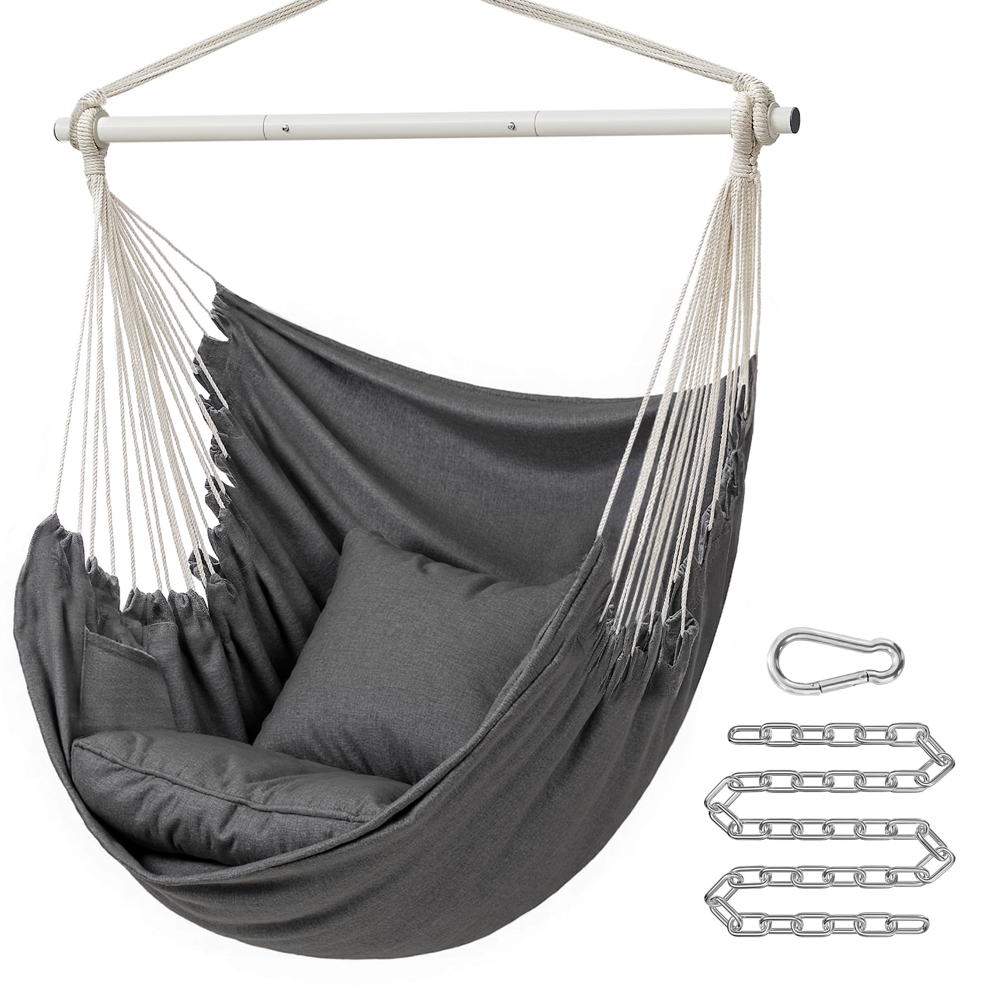 Songmics Hammock Chair in slate gray offers versatile indoor/outdoor seating.