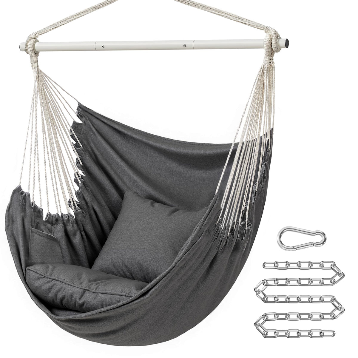 Songmics Hammock Chair in slate gray offers versatile indoor/outdoor seating.