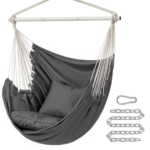 Songmics Hammock Chair in slate gray offers versatile indoor/outdoor seating.