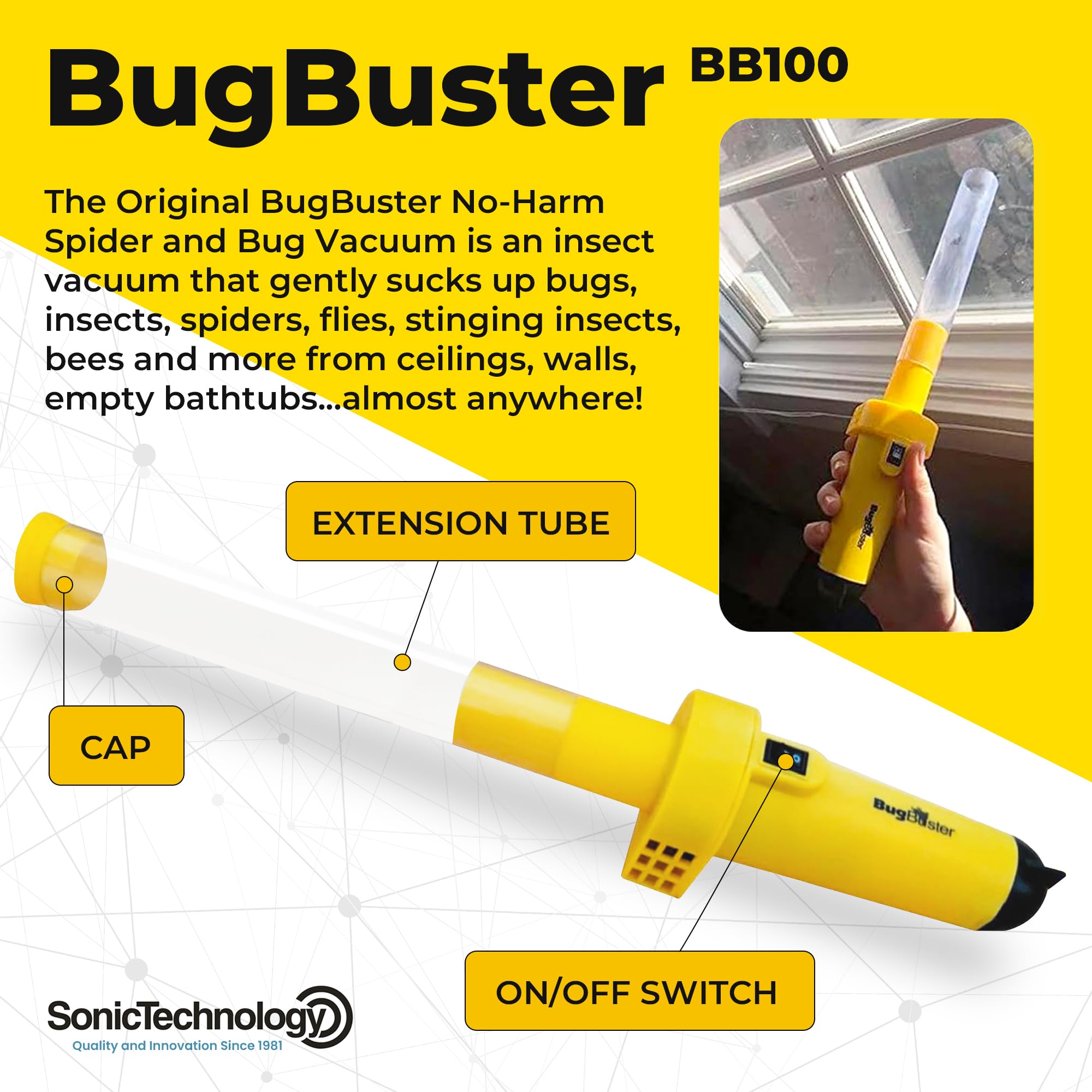 Sonic Technology BugBuster BB100 supports indoor-outdoor use for versatile pest management.