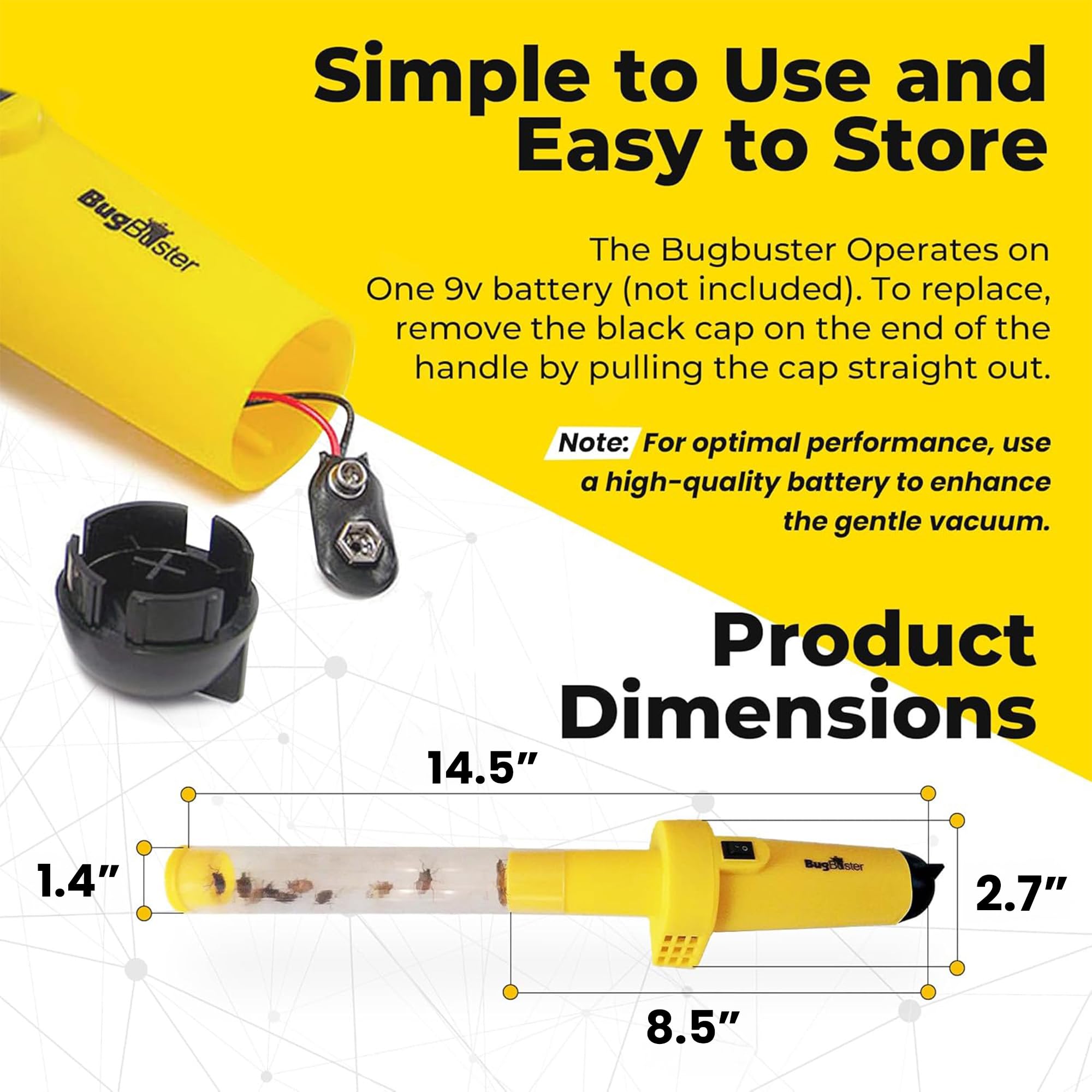 Sonic Technology BugBuster BB100 release button simplifies releasing captured pests outdoors.