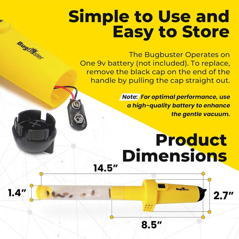 Sonic Technology BugBuster BB100 release button simplifies releasing captured pests outdoors.