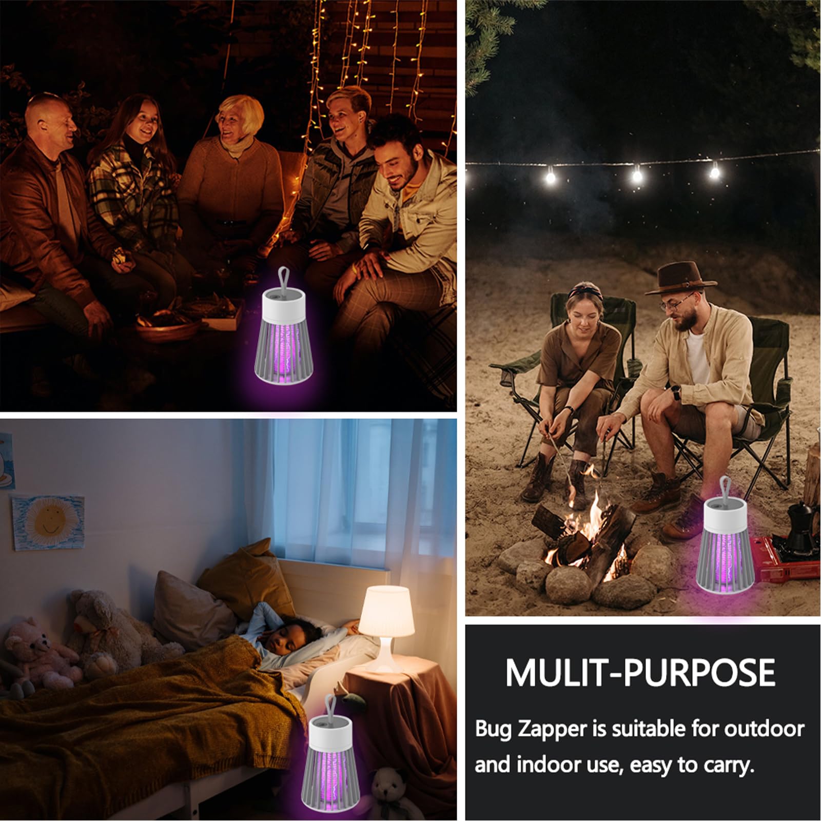 SonicPulse Bug Zapper camping light mode for outdoor illumination.