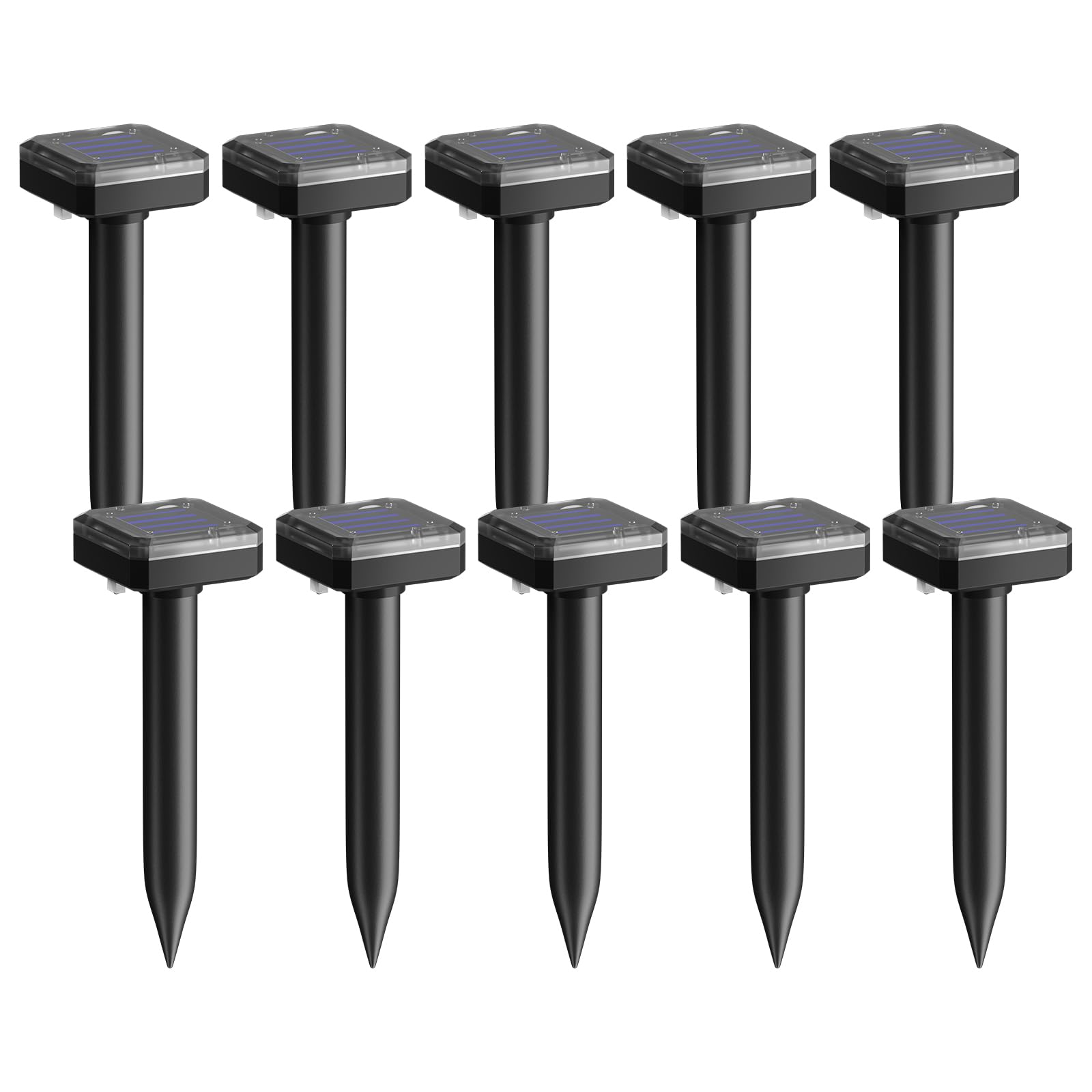 SonicPulse solar mole repellent 10-pack packaging ready for outdoor deterrence in yards.