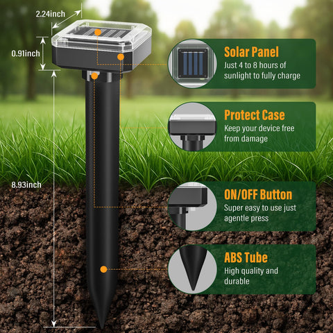 SonicPulse waterproof ABS casing resists weather while protecting your lawn.