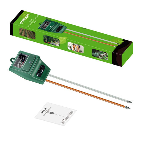 SONKIR MS02 in-soil test image demonstrates simple, battery-free readings.
