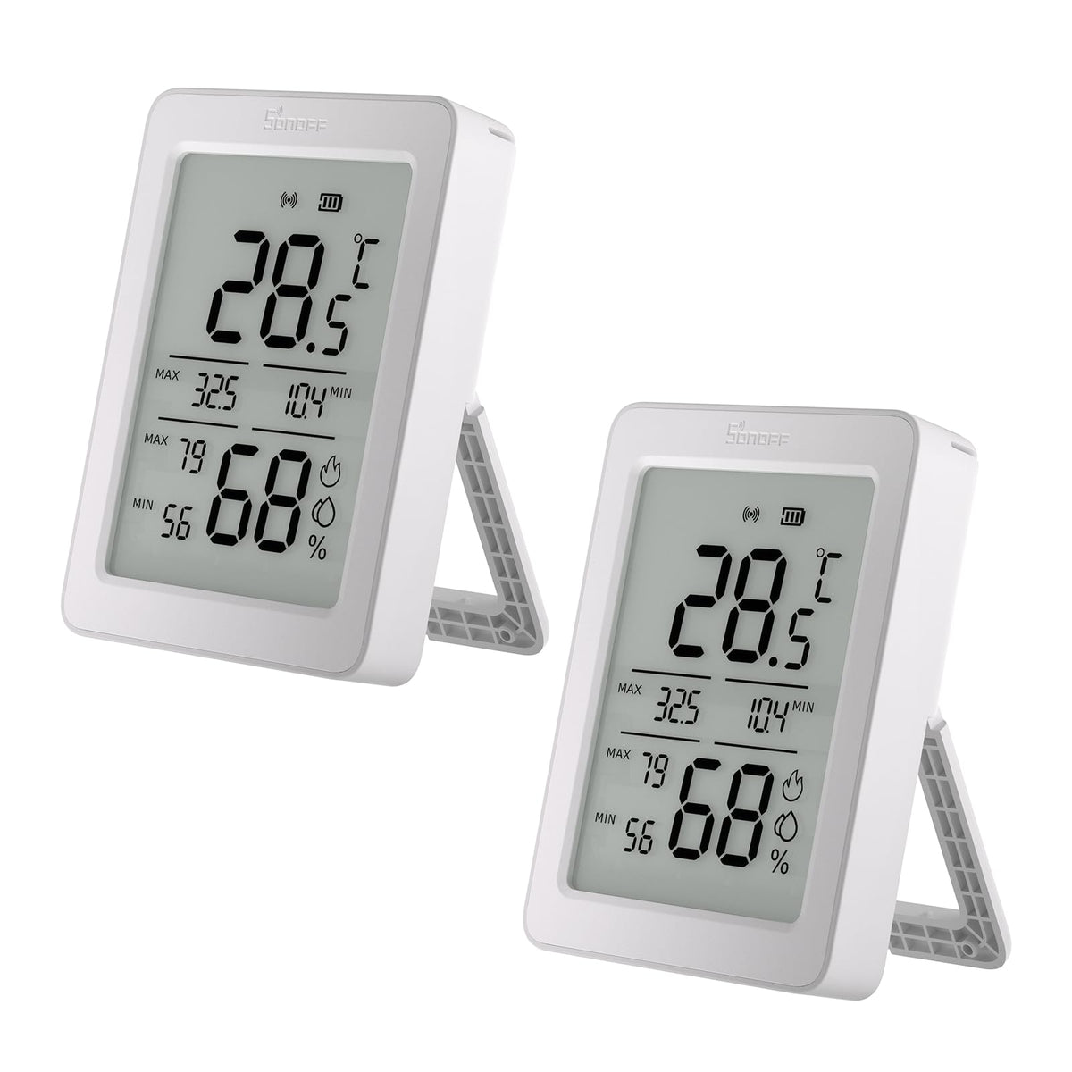 SONOFF AirGuard TH 3.6 inch LCD display shows clear real time readings from a distance