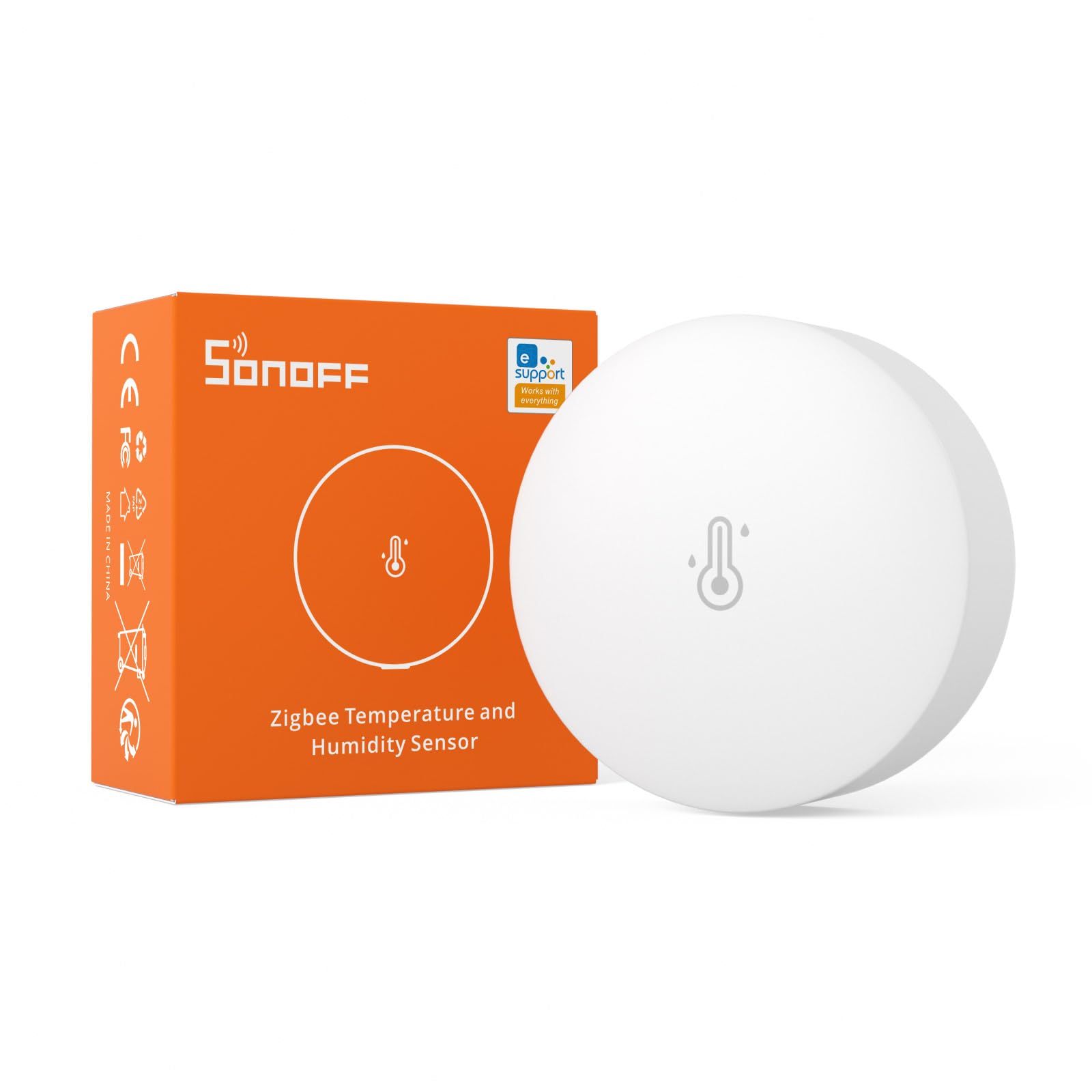 SONOFF SNZB-02P temperature-humidity sensor for precise home climate monitoring.