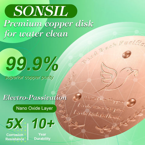 SONSIL copper disk aging to patina for timeless garden appeal
