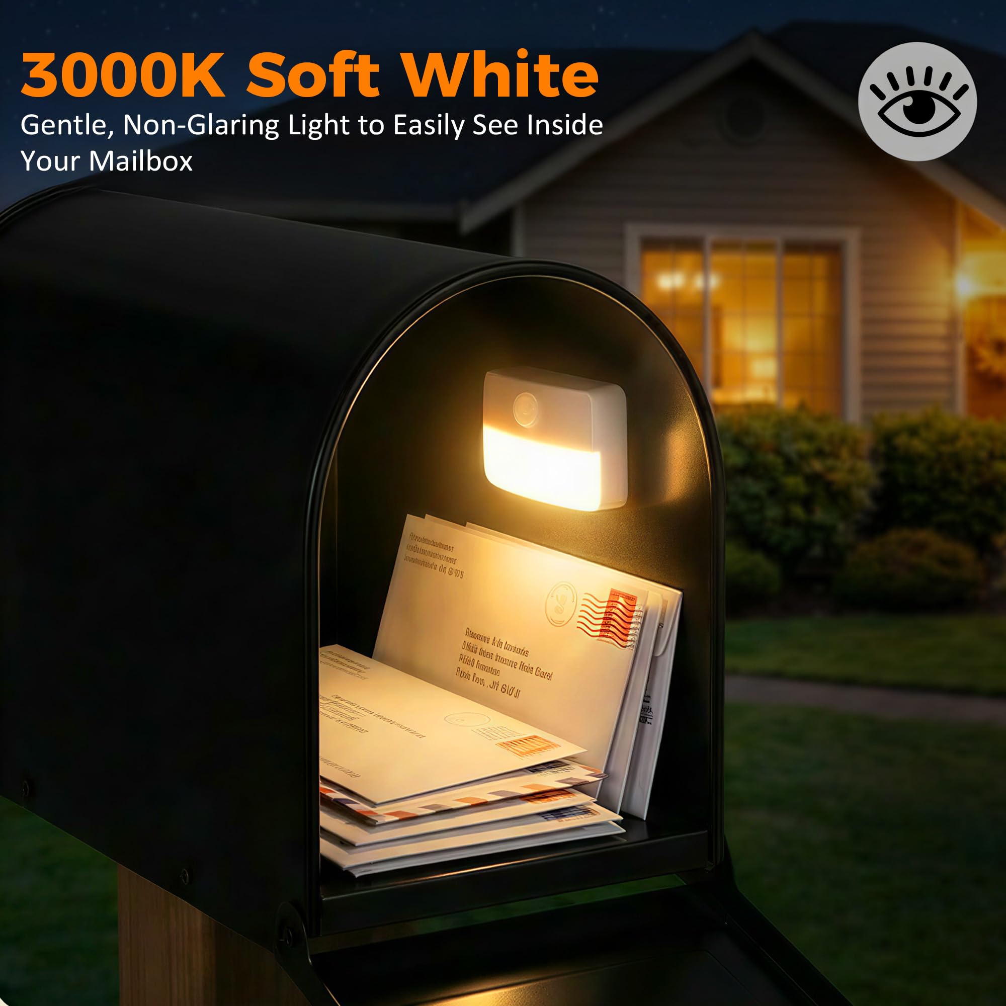 sooogd peel-and-stick mounting secures light inside the mailbox
