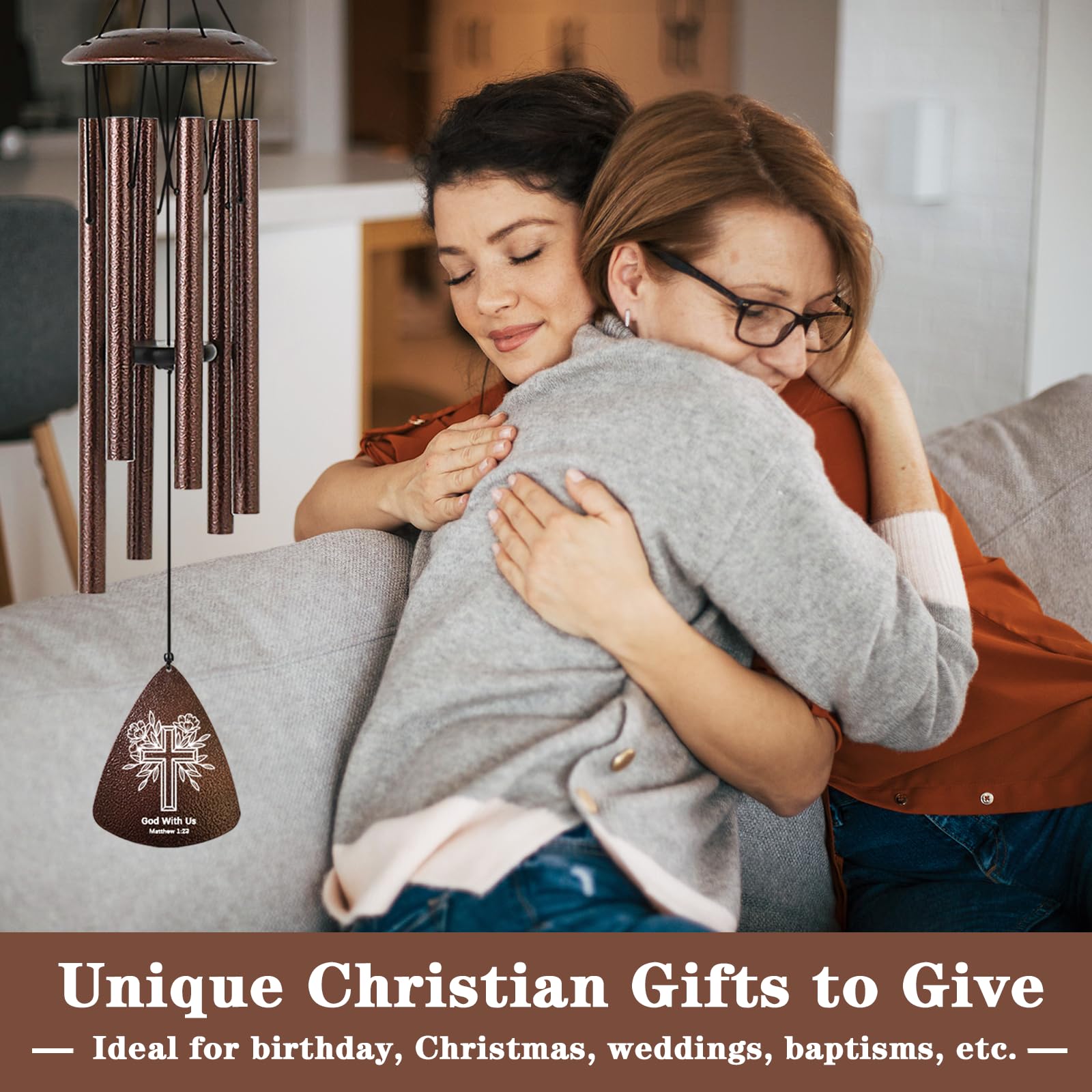 Soopau wind chime with Bible verse detail highlighting faith