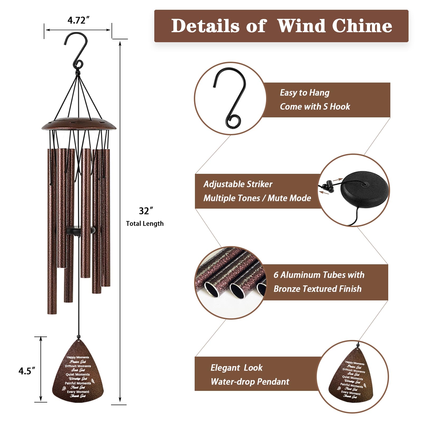 Soopau wind chime emits melodic tones for reflection