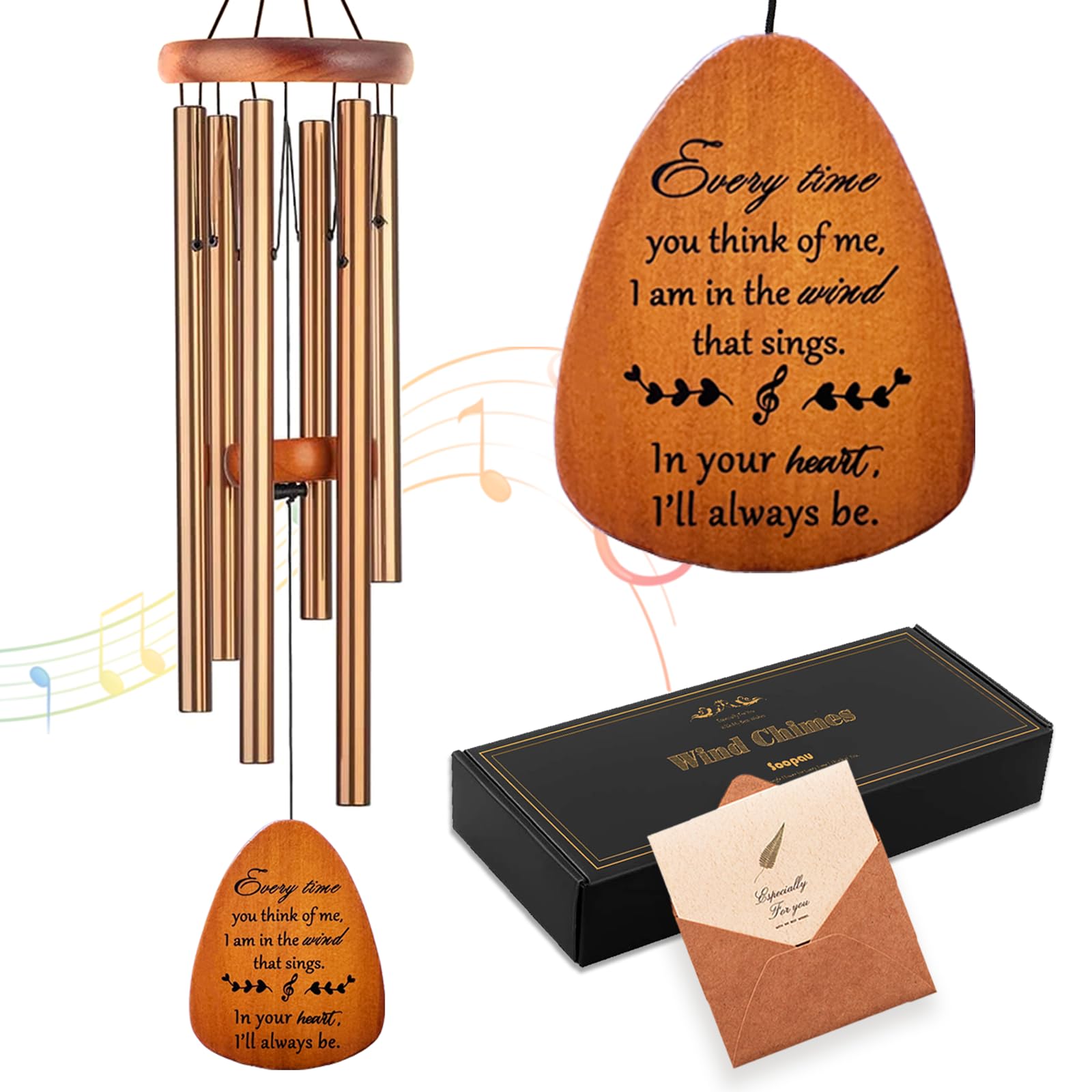 Soopau memorial wind chime 30-inch wooden frame for remembrance