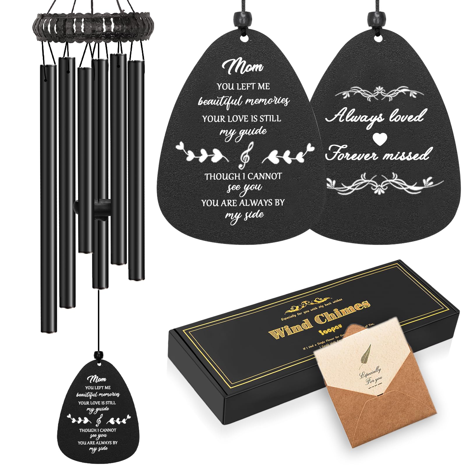 Soopau memorial wind chime 30-inch overview for porch display.