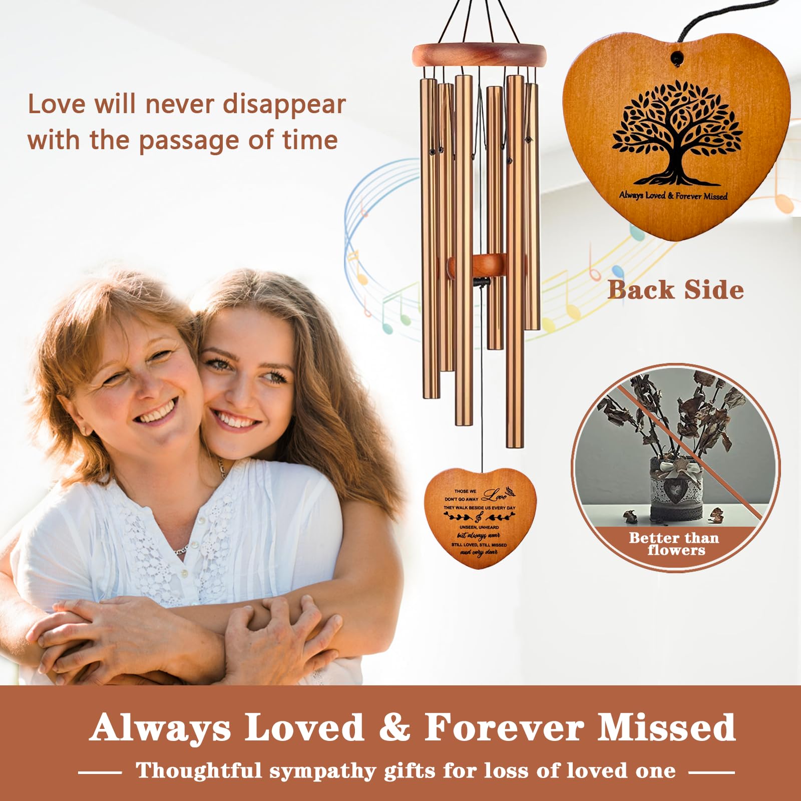 Soopau memorial wind chime in pine wood provides natural warmth in any space.