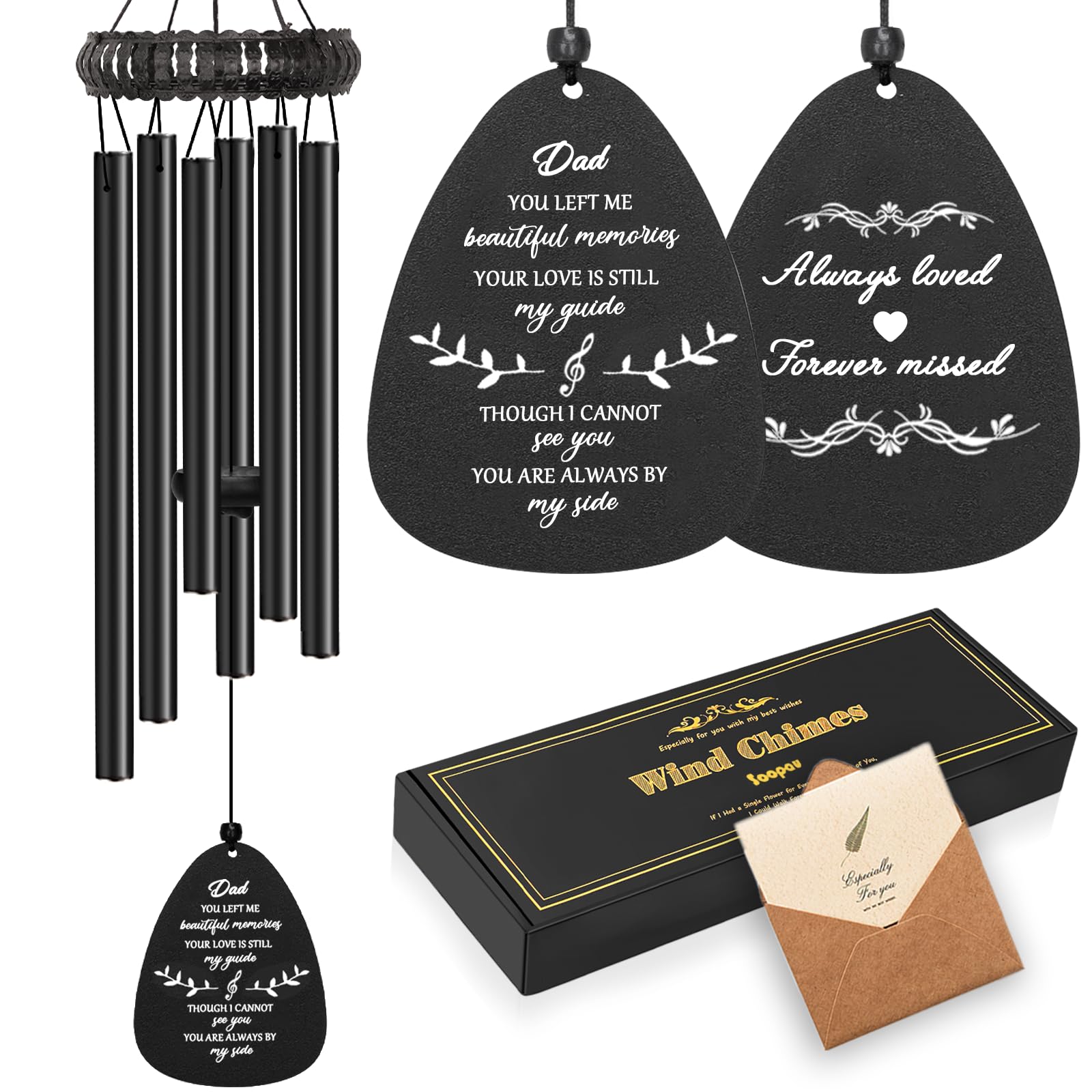 Soopau memorial wind chimes dad front view conveying lasting remembrance and serene melodies