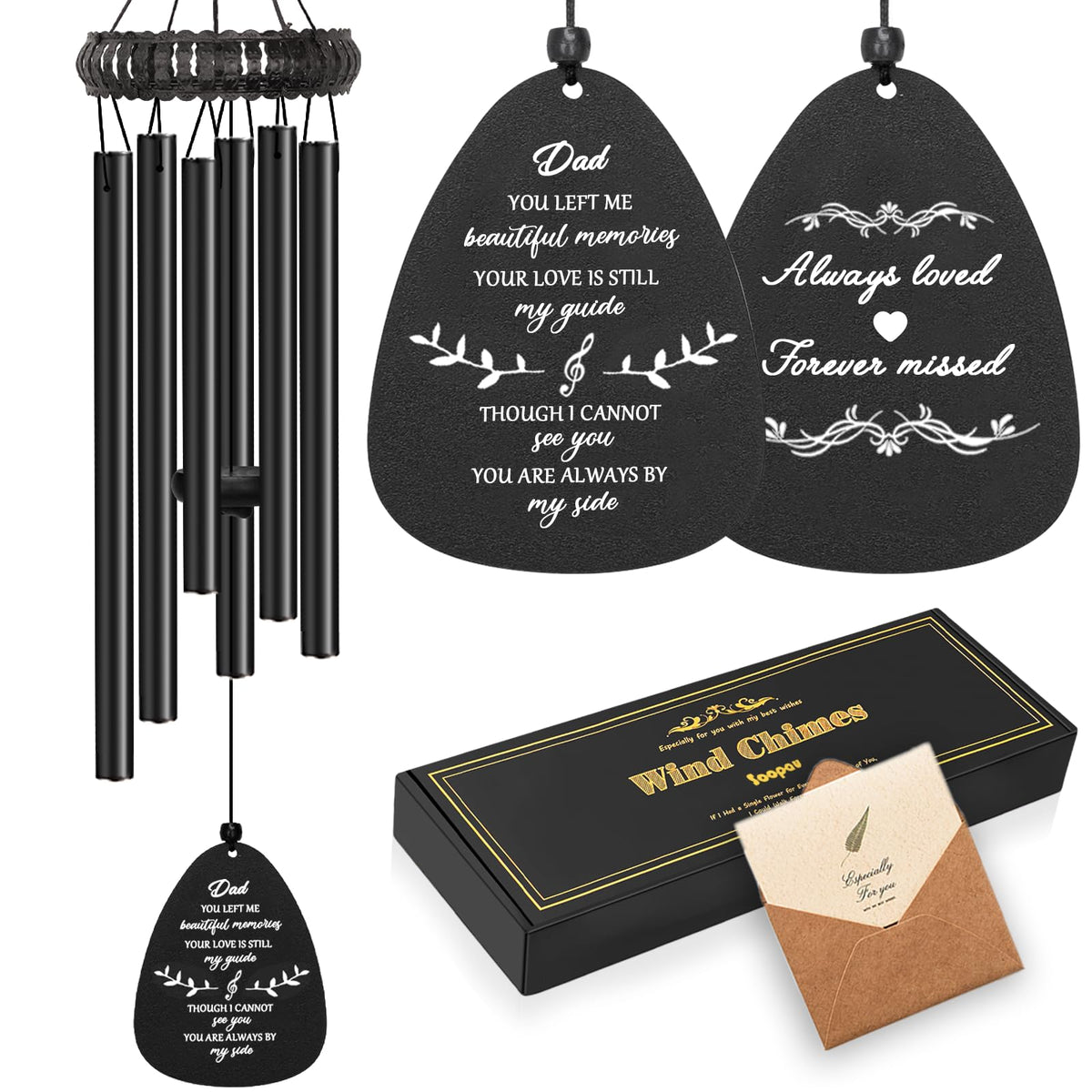 Soopau memorial wind chimes dad front view conveying lasting remembrance and serene melodies