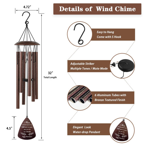 Soopau wind chime 32in packaged gift box makes a ready-to-gift retirement surprise.