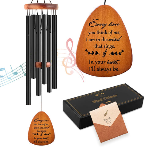 Soopau Sympathy Wind Chimes 30in wooden build adds serene memorial ambiance to outdoor spaces.