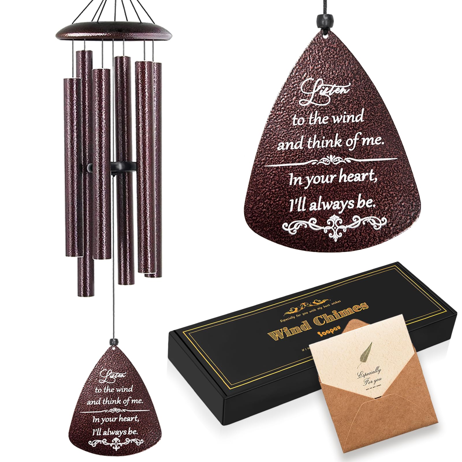 Soopau Sympathy wind chimes outside bronze 32-inch memorial design enhancing outdoor remembrance