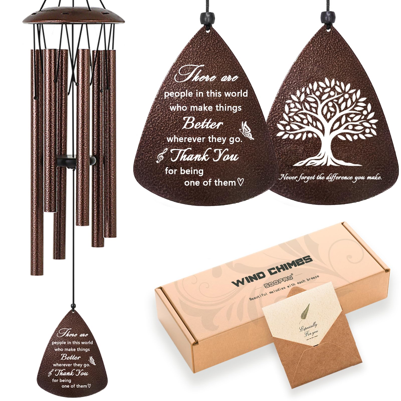 Soopau wind chimes hanging on a porch create a relaxing outdoor ambiance