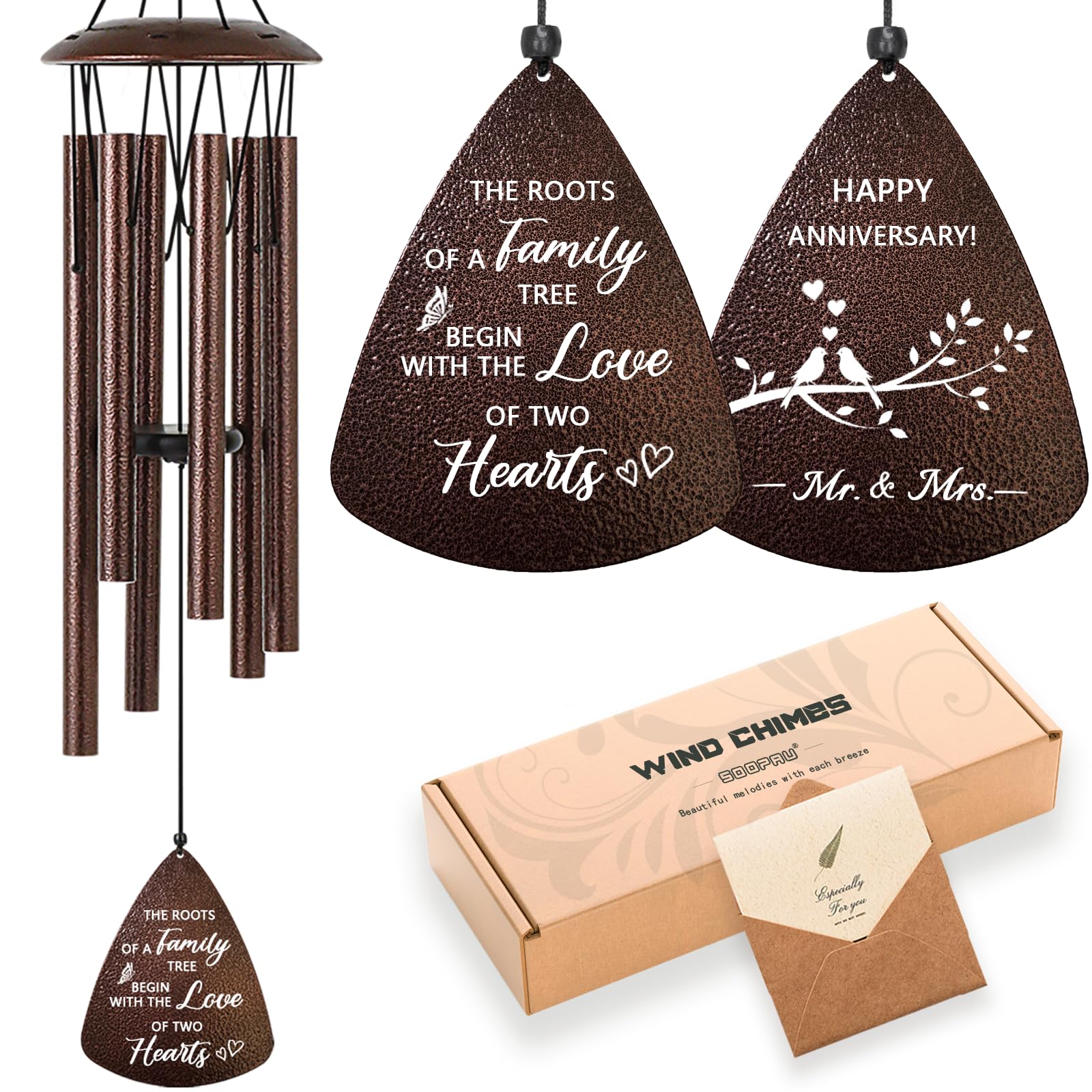 Soopau bronze wind chimes, 32 inches, ideal for serene outdoor ambiance.