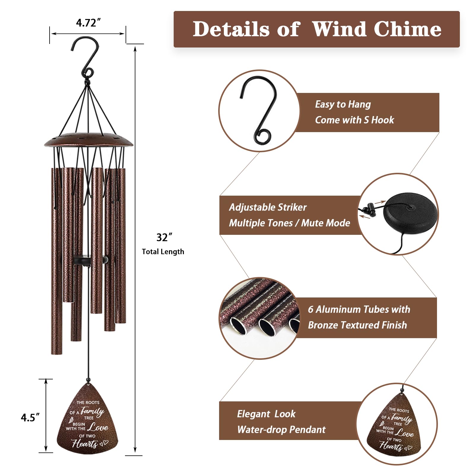 Soopau wind chimes produce a gentle, romantic soundscape.