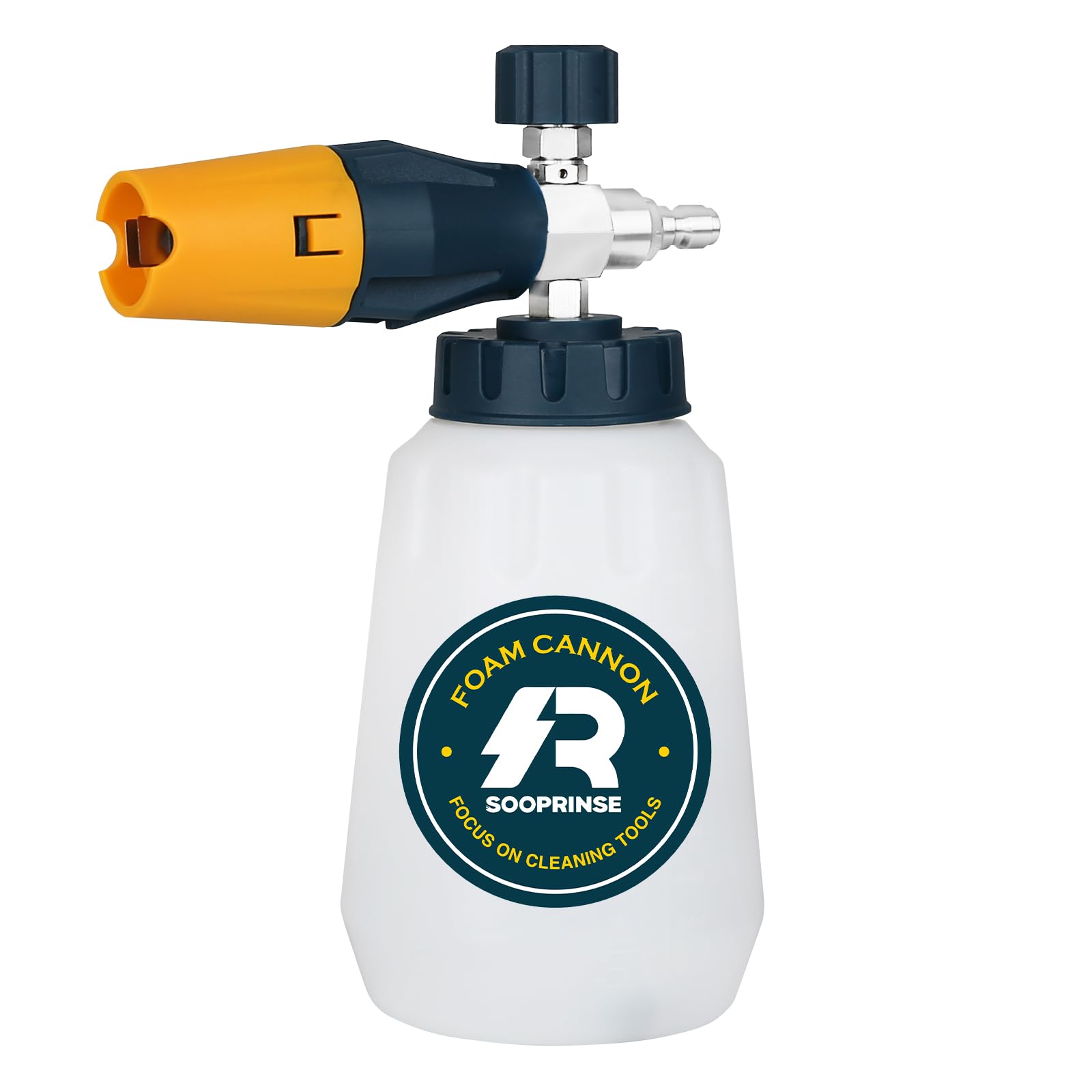 Sooprinse foam cannon with one-quarter connector for quick, dense car foam