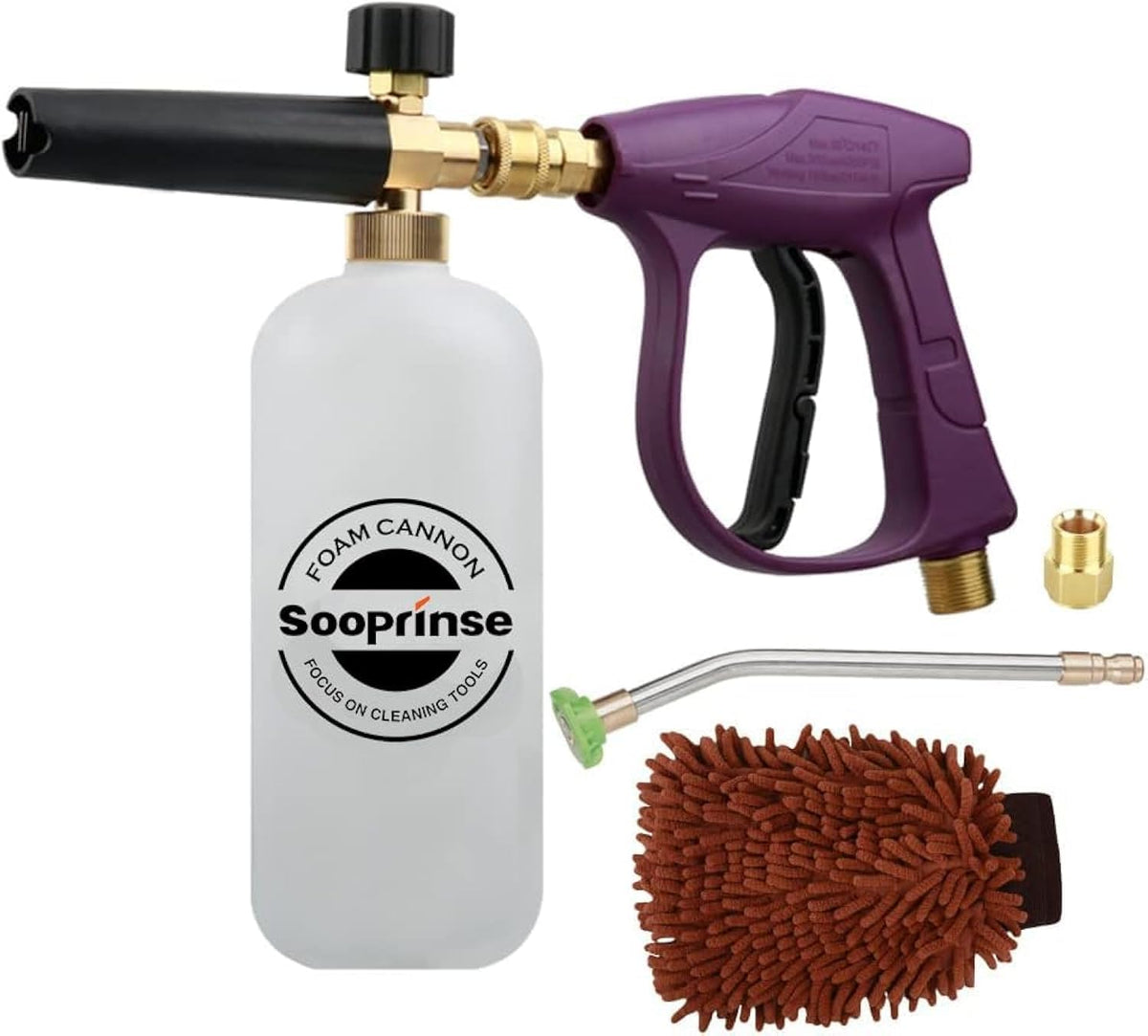 Sooprinse foam cannon delivering rich foam on a car surface