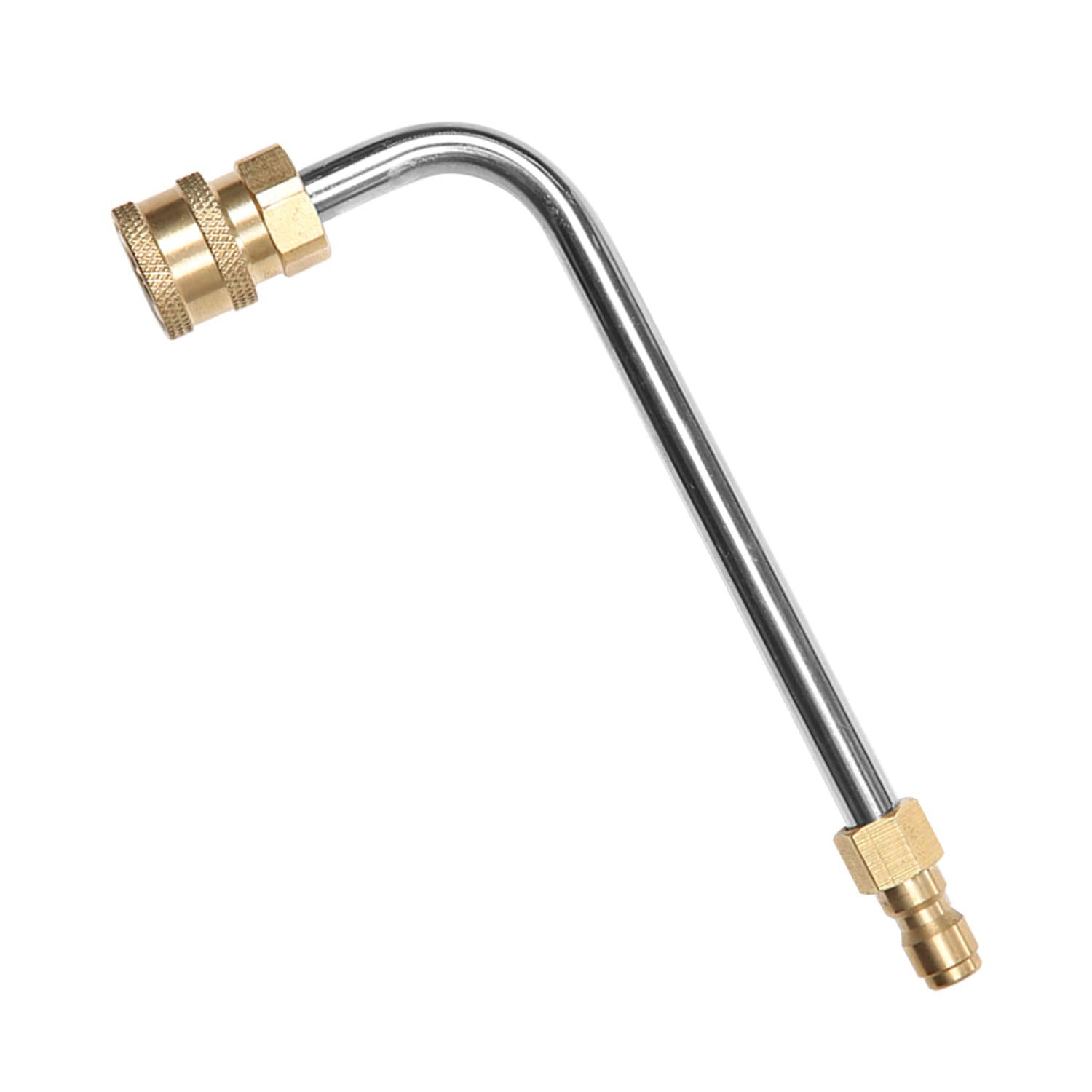 Sooprinse gutter cleaner attachment with 90-degree rod reaching tight corners.