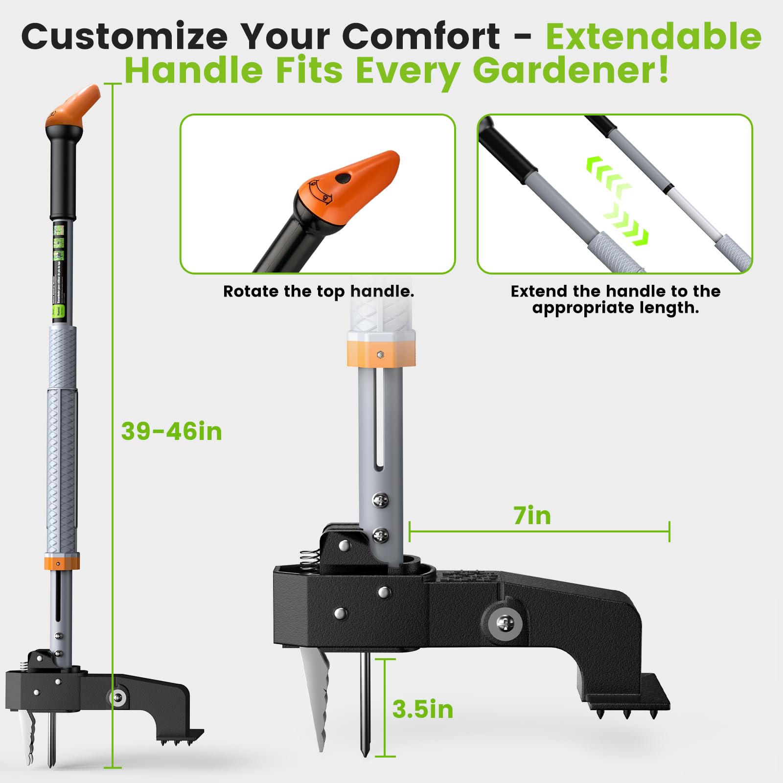 SOOTFRO dandelion-removal tool grips stubborn roots for efficient lawn care.