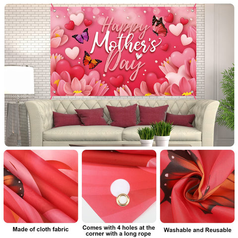 Sophena Mother's Day banner durable polyester fabric resists wrinkles and wear.