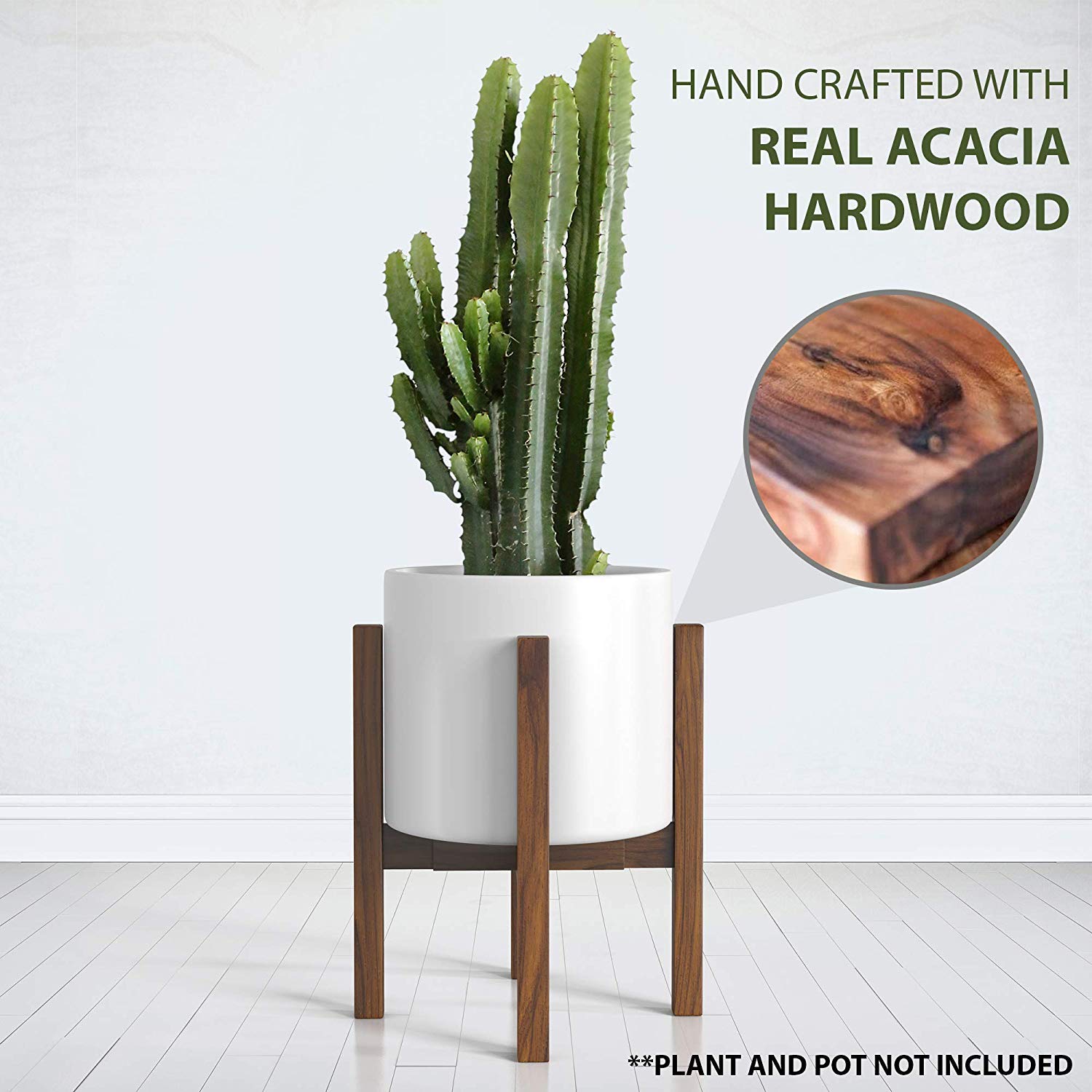 Sophia Mills adjustable stand widens to 12 inches for larger pots.