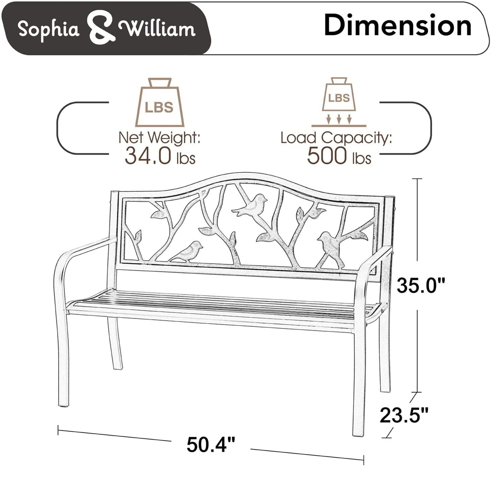 Sophia and William backrest bird-tree pattern adds elegance and improves airflow