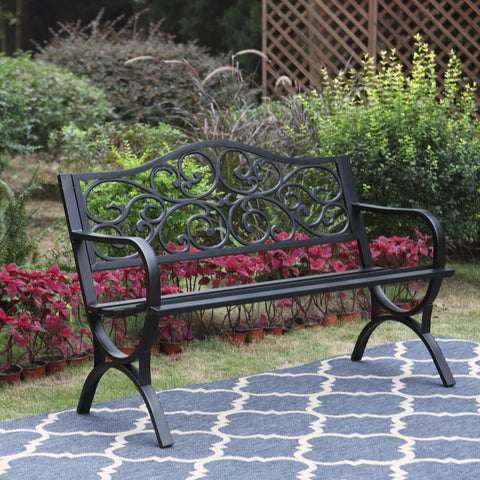 Sophia & William bench features a cast iron frame for lasting durability.