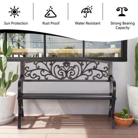 Sophia & William bench arch legs and base provide stable support on uneven ground