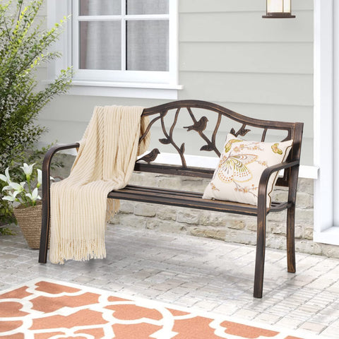 Sophia and William wrought iron armrests offer durable comfort in any outdoor space