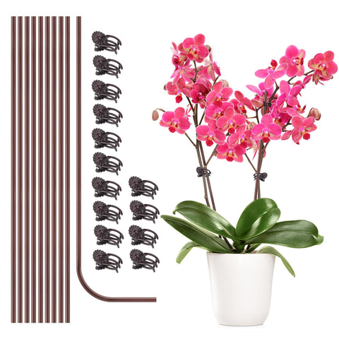 Sopoloray plant stake set assembly keeps orchid stems upright with bendable supports and clips.